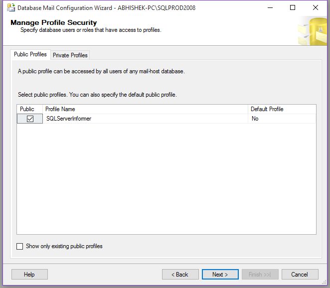 Profile Security window